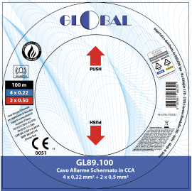 ALARM CABLE 2x0.5mm SECTION + 4 WHITE 100m REEL