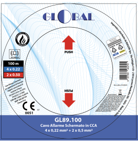 ALARM CABLE 2x0.5mm SECTION + 4 WHITE 100m REEL