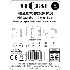 CABLE GLAND WITH PG11 NUT IP68 BAG OF 5 PCS