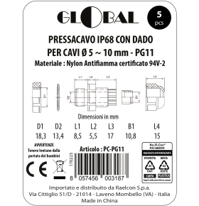 CABLE GLAND WITH PG11 NUT IP68 BAG OF 5 PCS