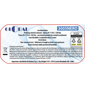 5m EXTENSION CORD 10A PLUG 10A SOCKET 3x0.75mm SECTION BLACK