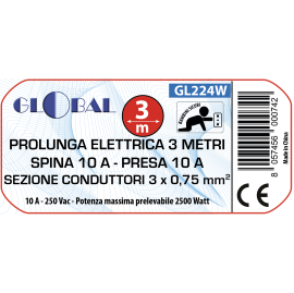 3M EXTENSION CORD 10A PLUG 10A SOCKET 3X0.75mm SECTION