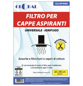 FIREPROOF HOOD FILTER WHITE UNIVERSAL 40X80cm