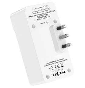 6-OUTLET POWER STRIP 230v 2 USB-A 2 USB-C 2 UNIVERSAL SOCKETS 10/16A 16A PLUG WHITE