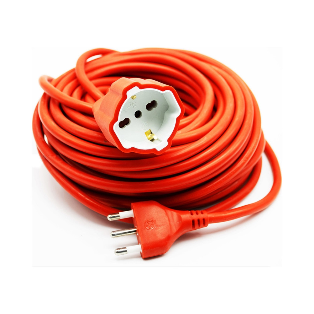 GARDEN EXTENSION CORD 16A PLUG 10/16A+SCHUKO SOCKET 3x1.5mm SECTION 20m RED